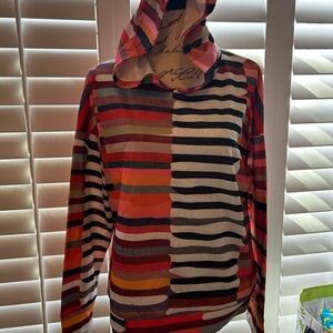 NEW Vibrant Red and Orange Cowl Neck Sweater